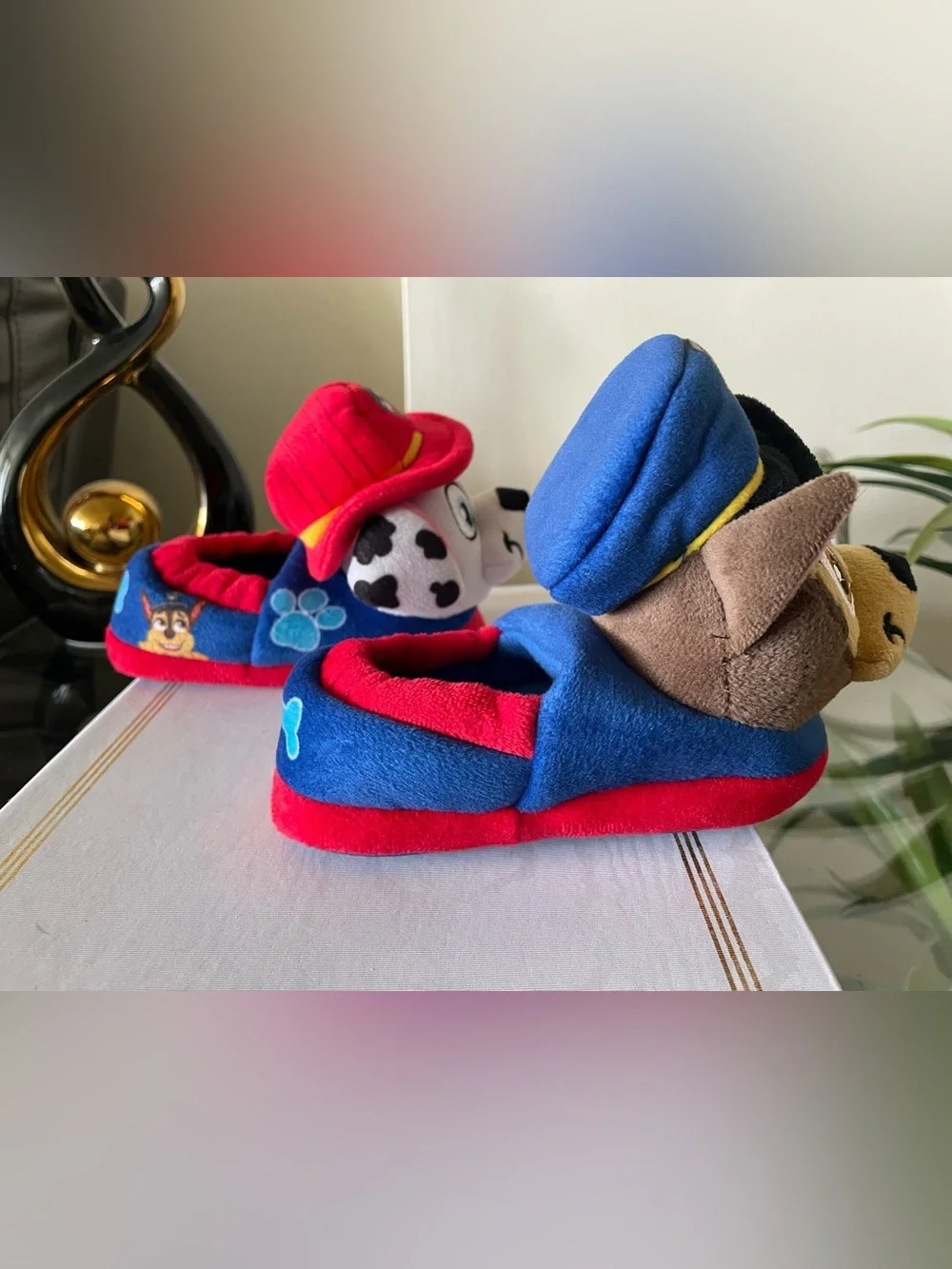 Paw Patrol Boys Slippers - Size 5-6 - Chase and Marshall